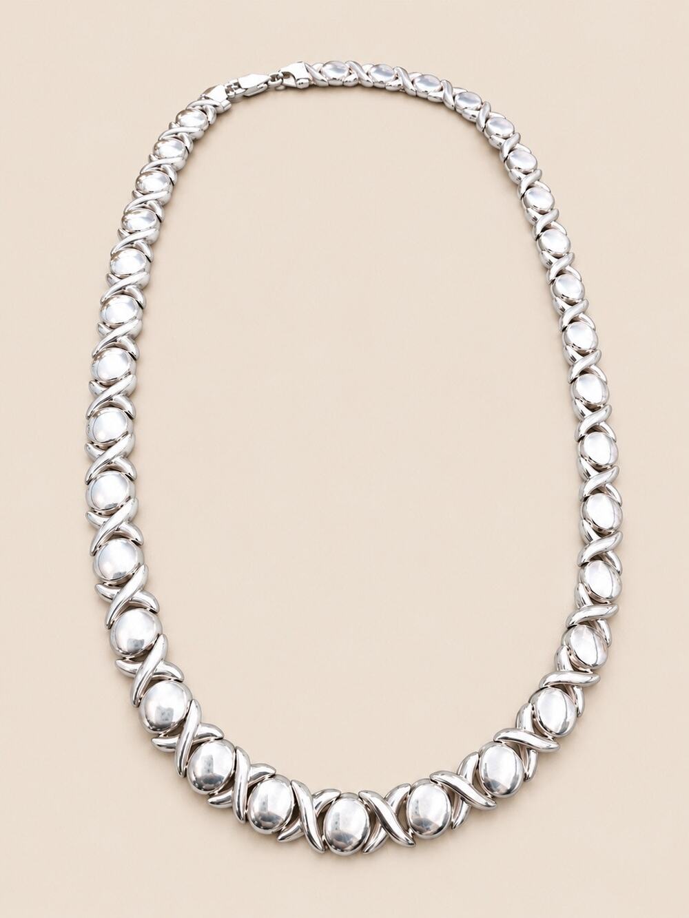 Italian 925 Silver XO Hugs & Kisses necklace 34 grams signed